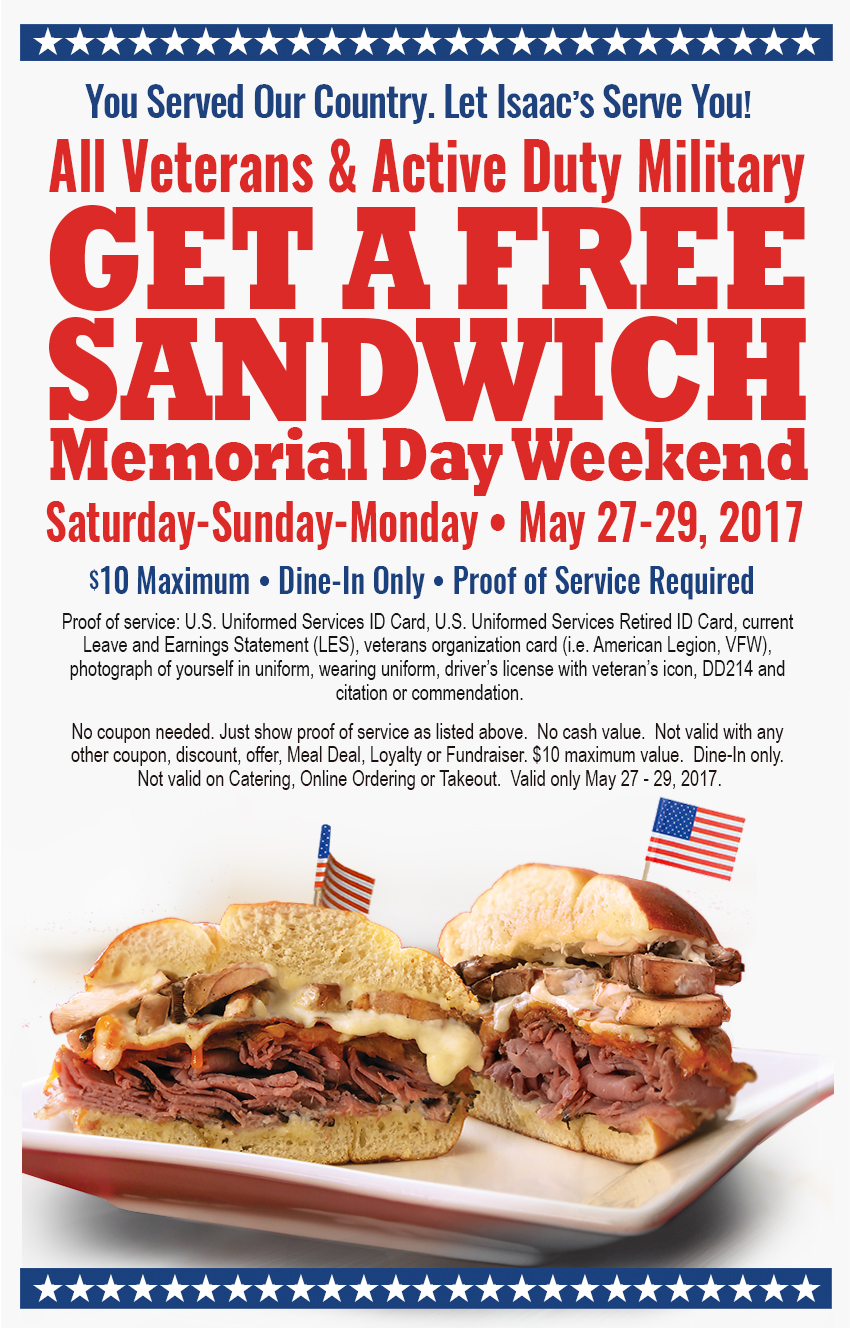 Memorialday 17specials Page Isaac S Restaurants