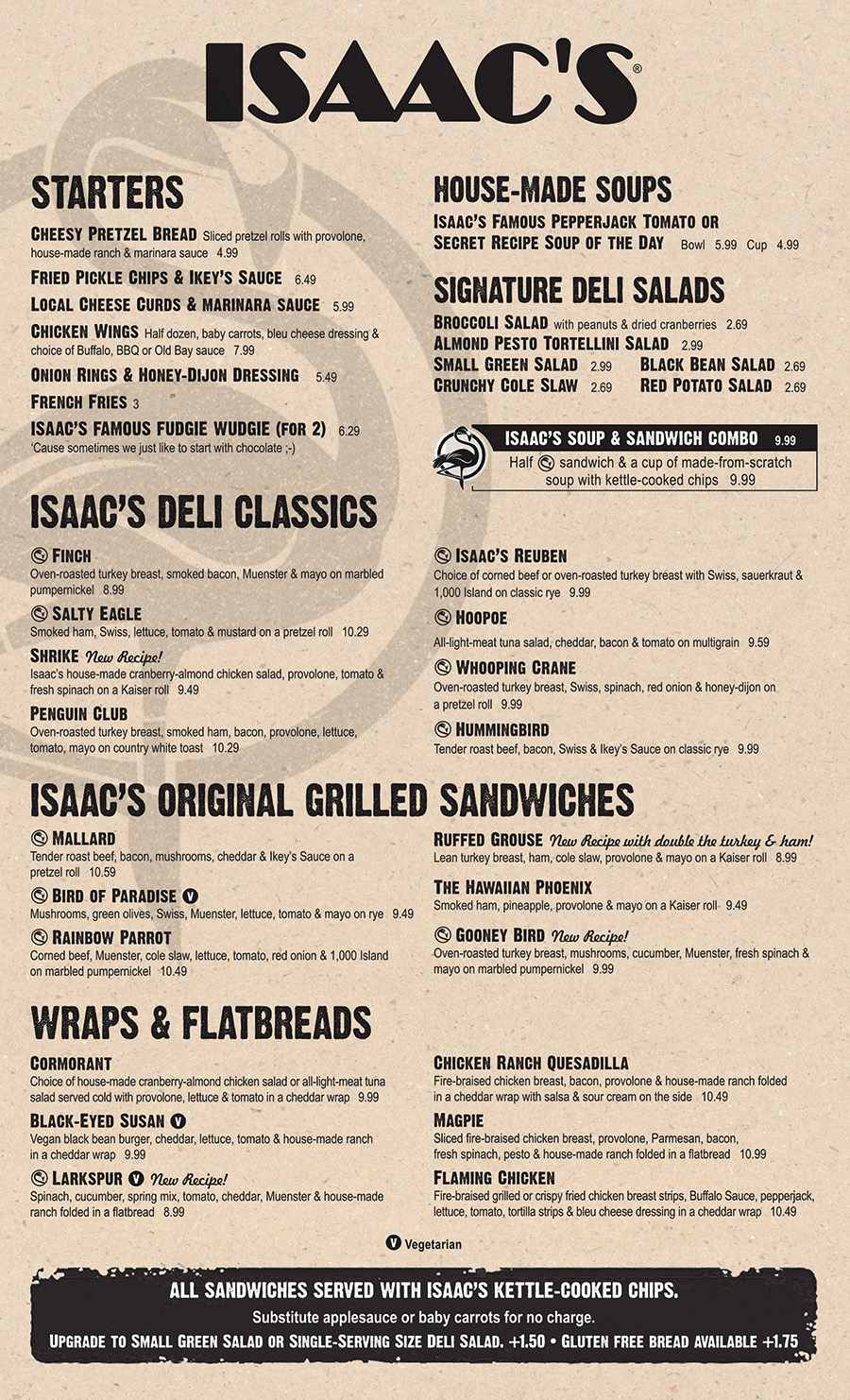 Isaac's CKB Menu  Isaac's Restaurants